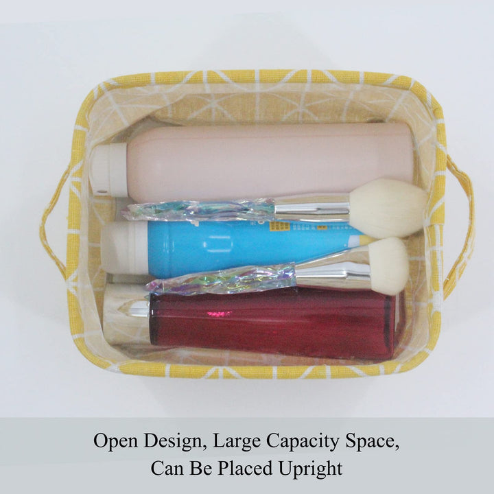 Mziart Small Foldable Canvas Storage Basket Cotton Fabr