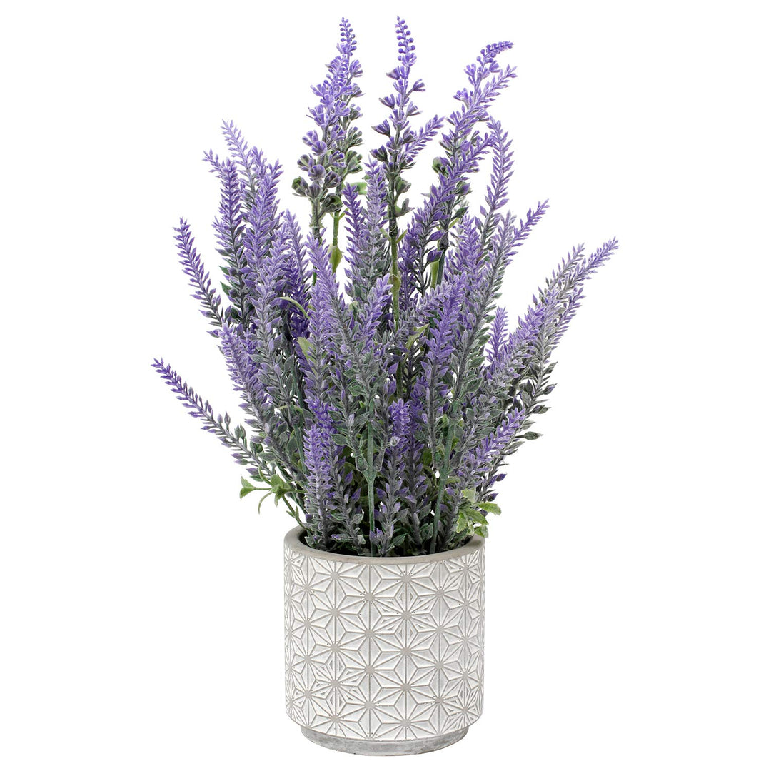 Lavender Flowers Artificial Lavender Decor Fake Lavender Plant in Cement Pot Faux Plants in Pots for Rustic Home Bathroom Table Centerpieces Wedding Decor Potted Lavender Flower Purple Decor