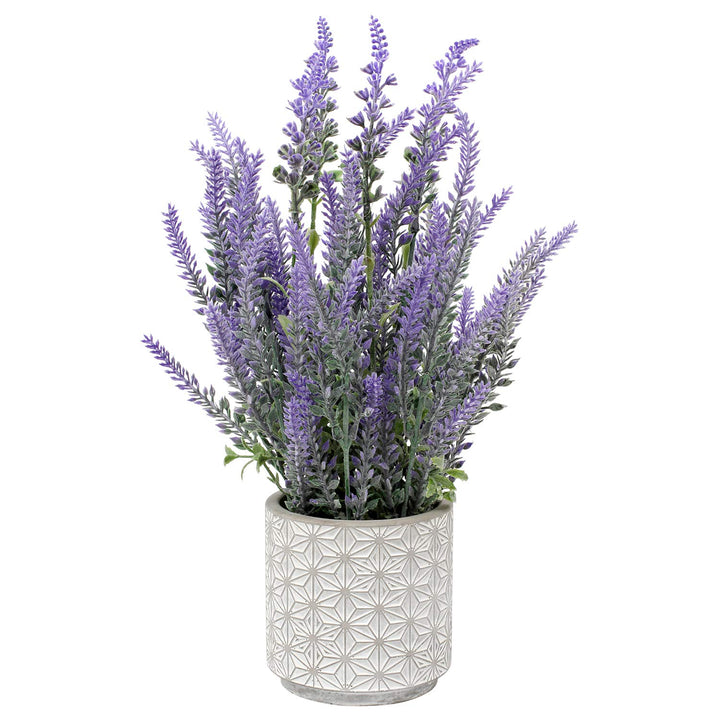Lavender Flowers Artificial Lavender Decor Fake Lavender Plant in Cement Pot Faux Plants in Pots for Rustic Home Bathroom Table Centerpieces Wedding Decor Potted Lavender Flower Purple Decor
