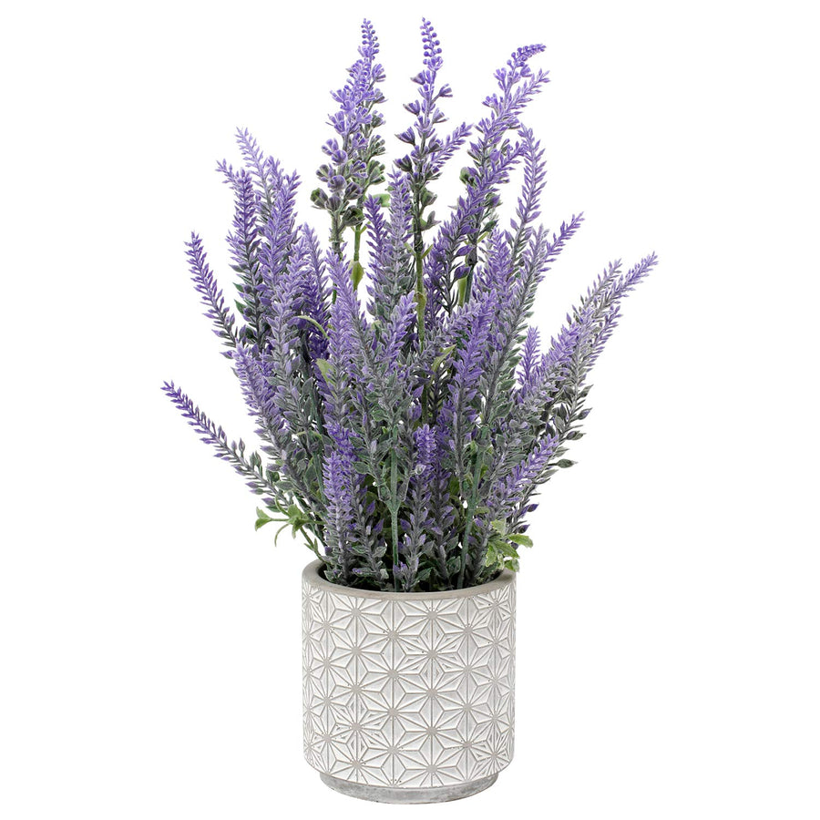Lavender Flowers Artificial Lavender Decor Fake Lavender Plant in Cement Pot Faux Plants in Pots for Rustic Home Bathroom Table Centerpieces Wedding Decor Potted Lavender Flower Purple Decor