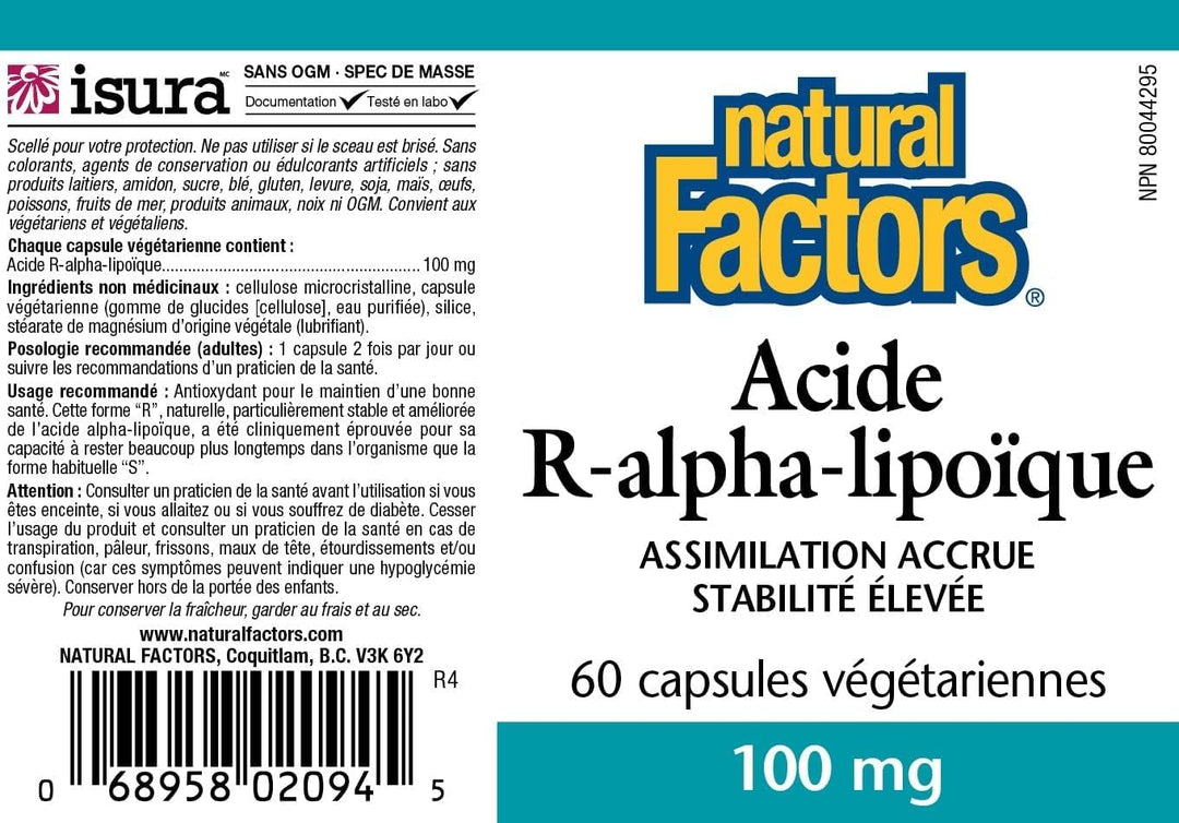 Natural Factors Alpha-lipoic Acid 100mg Capsules, 60-Count