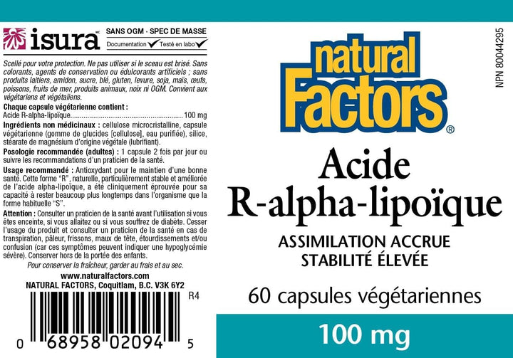 Natural Factors Alpha-lipoic Acid 100mg Capsules, 60-Count