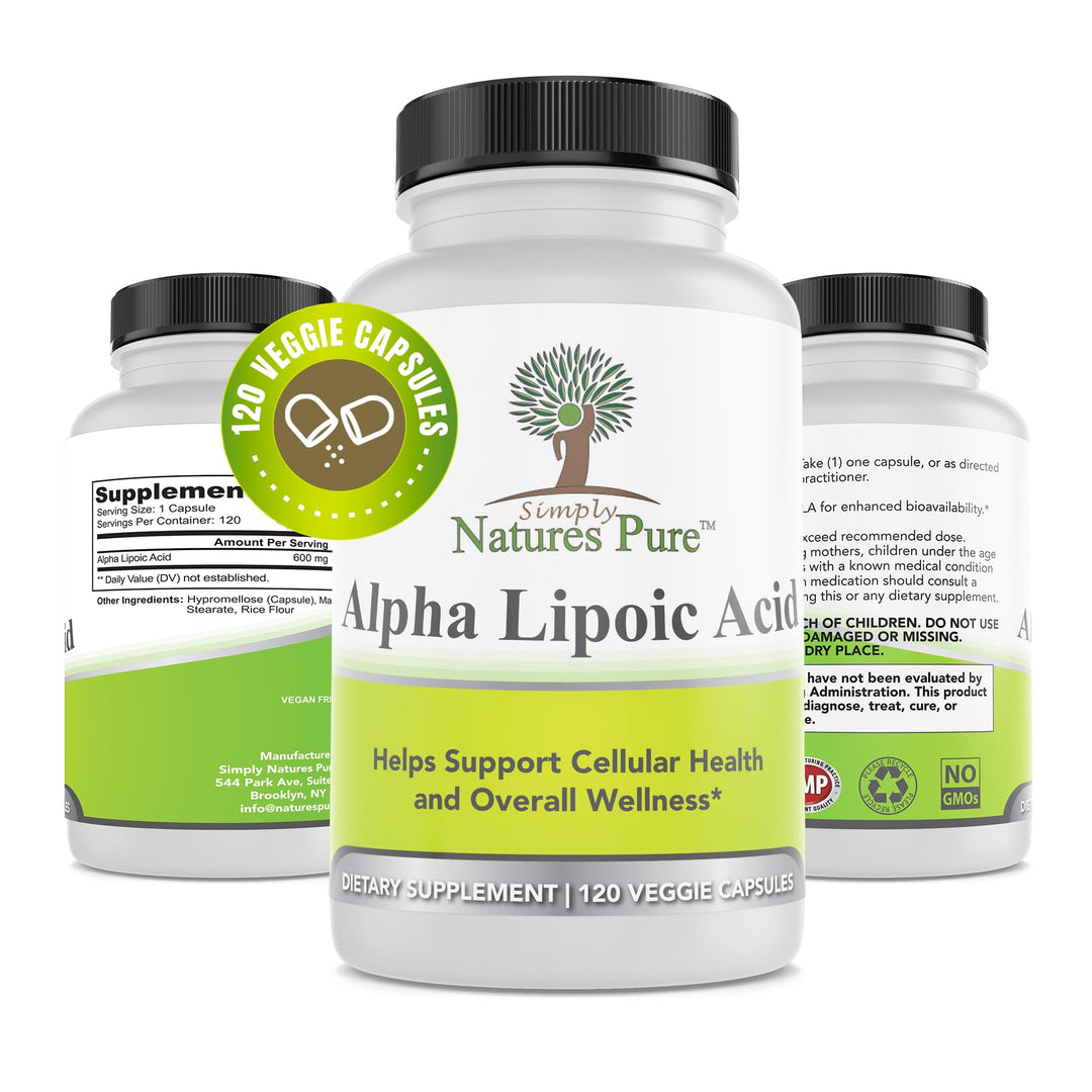 Alpha Lipoic Acid 600mg 120 Veggie Capsules, Non-GMO Thioctic Acid 4 Month Supply