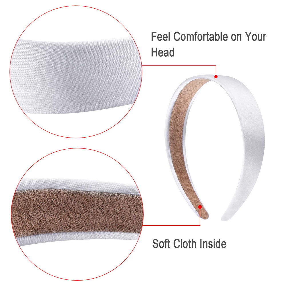 SIQUK 14 Pieces Satin Headbands White Ribbon Headband 1