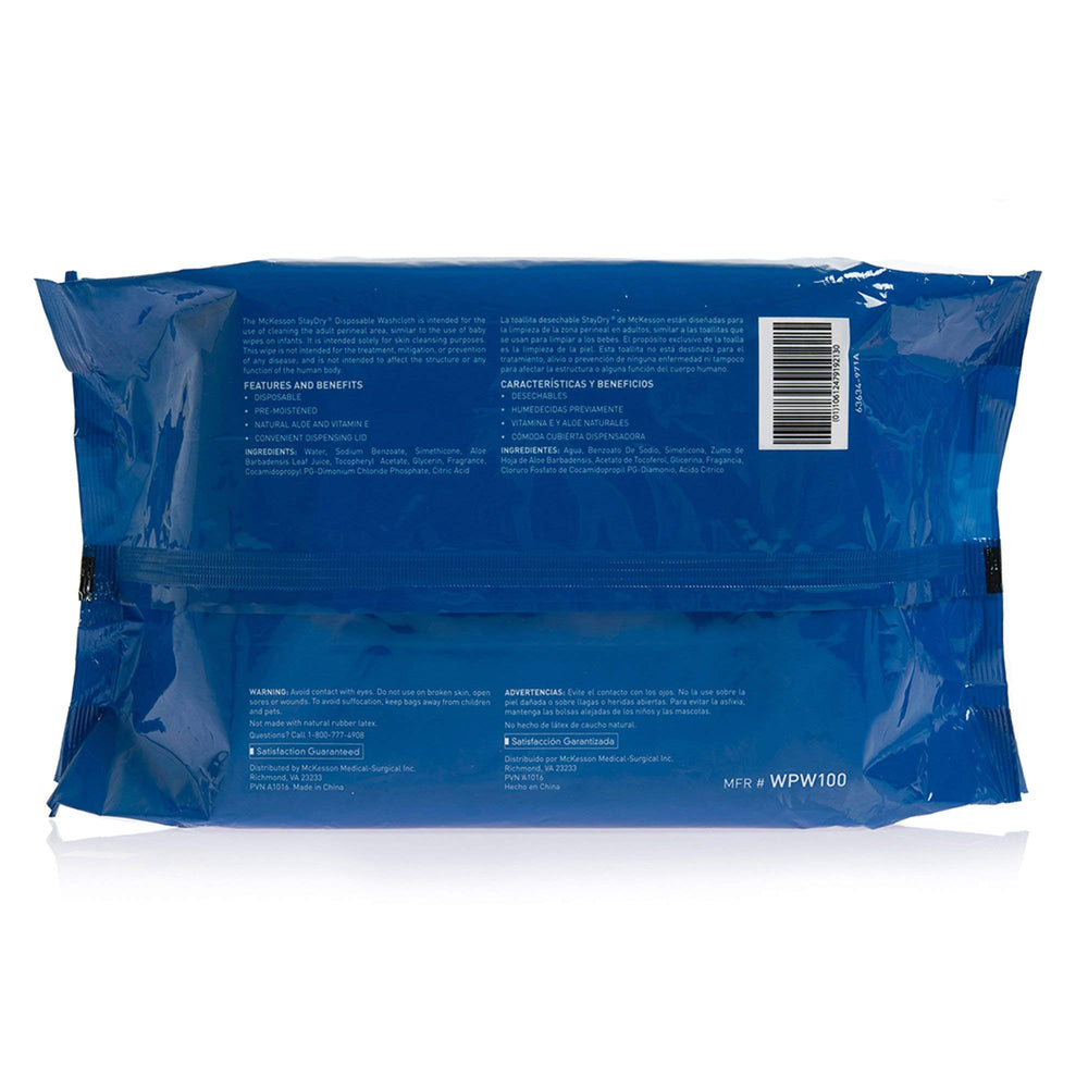 McKesson StayDryÃ‚® Disposable Washcloths with Aloe, 8 