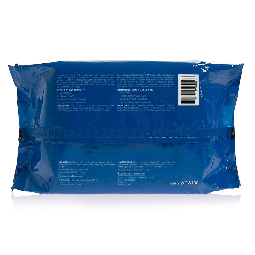 McKesson StayDryÃ‚® Disposable Washcloths with Aloe, 8 