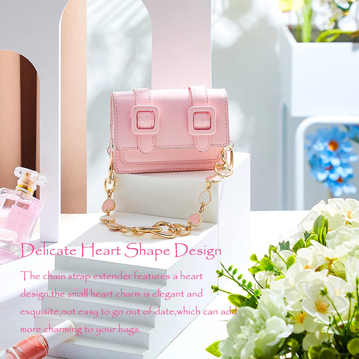 2Pcs Bag Straps Extender,Purse Heart Shape Chain Strap Extender,for Crossbody Handle Shoulder Bag Ect(Red White Red)