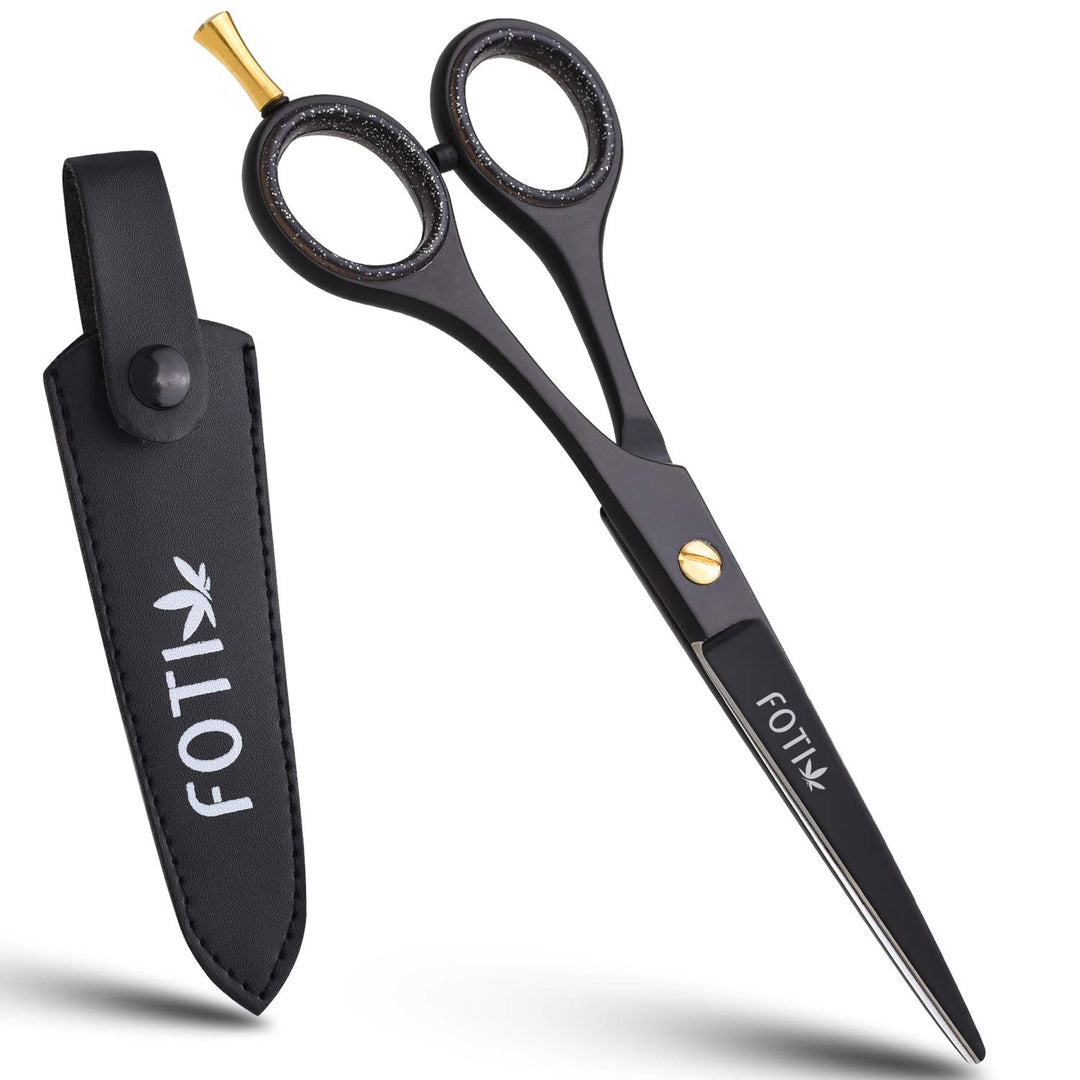 Fotix Hair Cutting Scissors Professional | 6.5 Stainless Steel Barber Haircut Shears | Hairdressing Sharp Trimming Scissors for Men &amp; Women with with Beautiful Leather Pouch