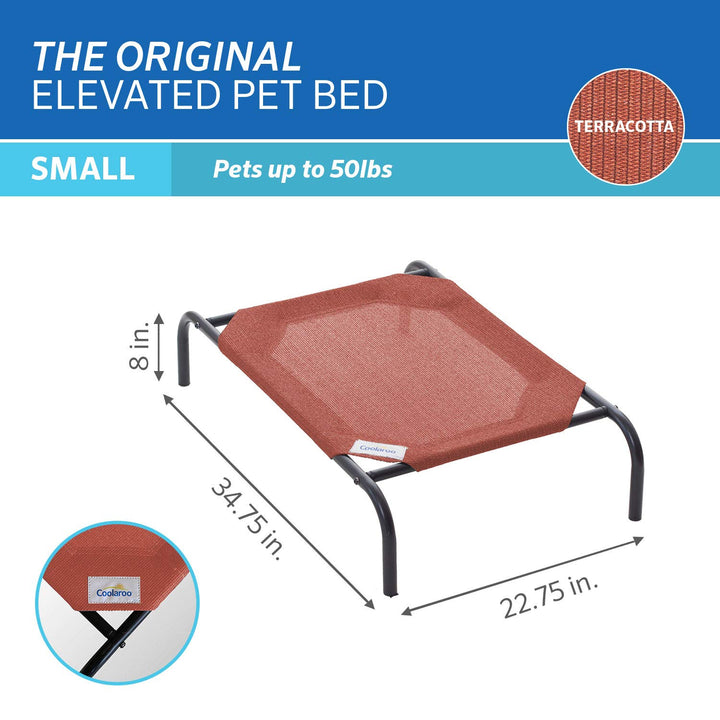 COOLAROO The Original Cooling Elevated Dog Bed, Indoor and Outdoor, Small, Terracotta