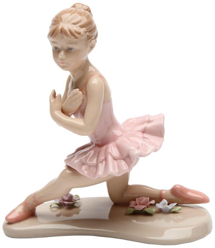 20863 Ballerina in Pink with Knee Down Ceramic Figurine, 4-1/2-Inch