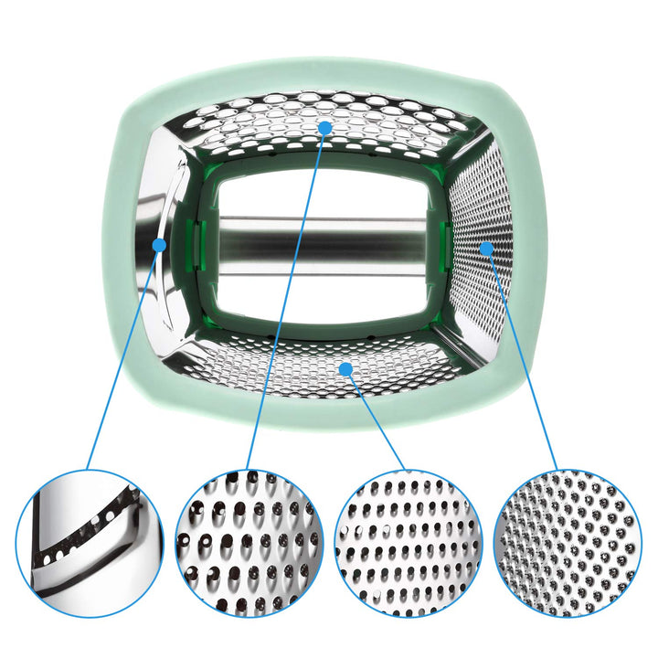 Professional Cheese Grater - Stainless Steel Box Grater for Kitchen, XL Size - Perfect 4 Sided Shredder for Parmesan Cheese, Vegetables, Ginger - Dishwasher Safe - Mint