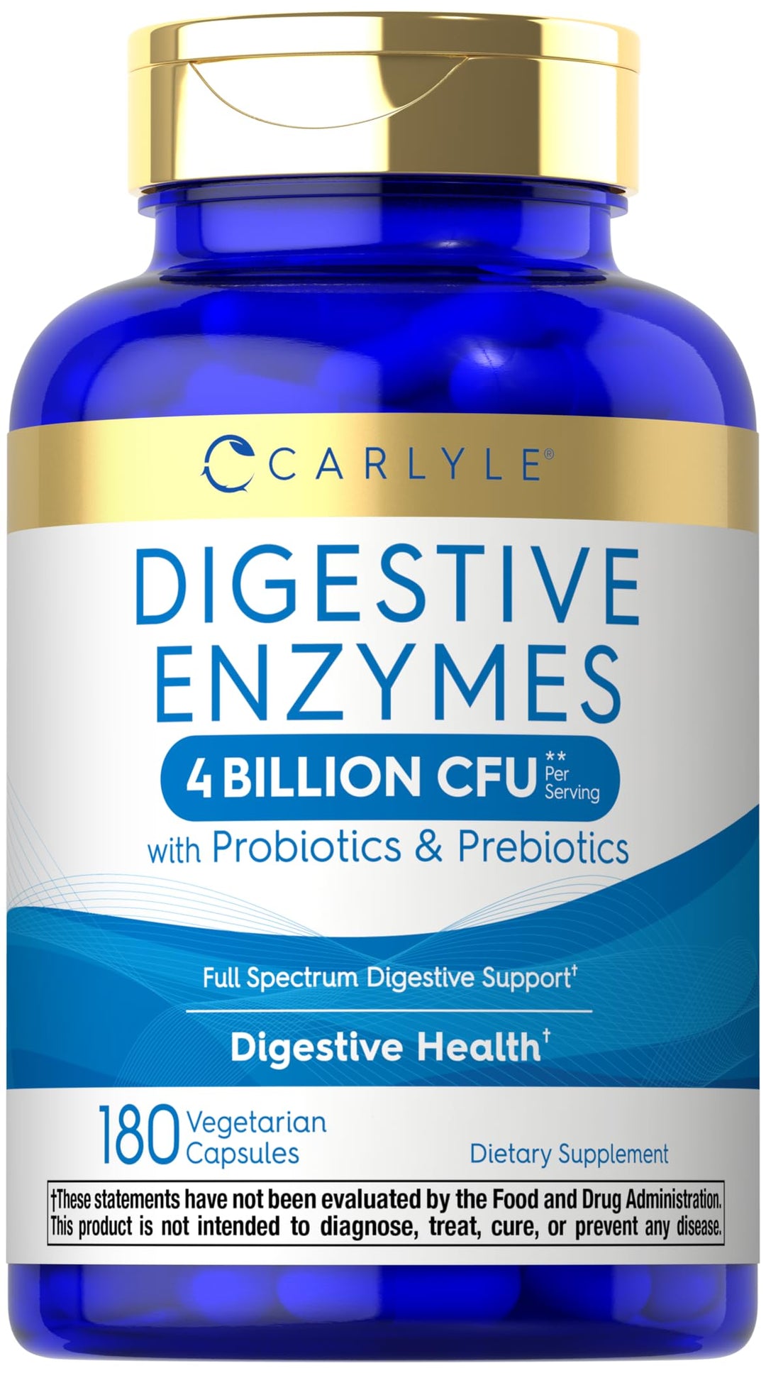 Carlyle Digestive Enzymes | with Probiotics & Prebiotics | 180 Capsules | Non-GMO and Gluten Free Supplement for Men & Women