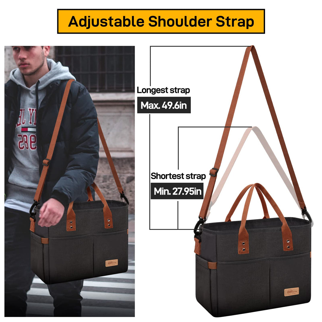 HOMESPON Fashionable Tote Reusable Insulated Lunch Bag Cooler Box with Pockets for Woman Man Work Shopping or Travel(Pink)