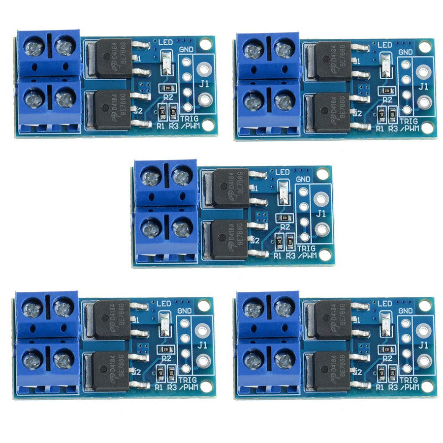 Anmbest 5PCS DC 5V-36V 15A(Max 30A) 400W Dual High-Power MOSFET Trigger Switch Drive Module 0-20KHz PWM Adjustment Electronic Switch Control Board Motor Speed Control Lamp Brightness Control