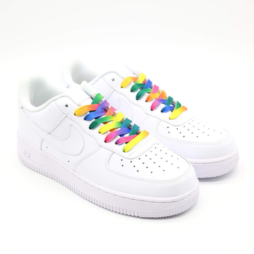 Rainbow Fun Shoelaces for Kids, Girls and Women, Colorful Pastel Shoe Laces with Metal Aglets 1 Pair (39 (100CM), Rainbow)