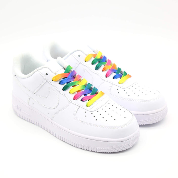 Rainbow Fun Shoelaces for Kids, Girls and Women, Colorful Pastel Shoe Laces with Metal Aglets 1 Pair (39 (100CM), Rainbow)