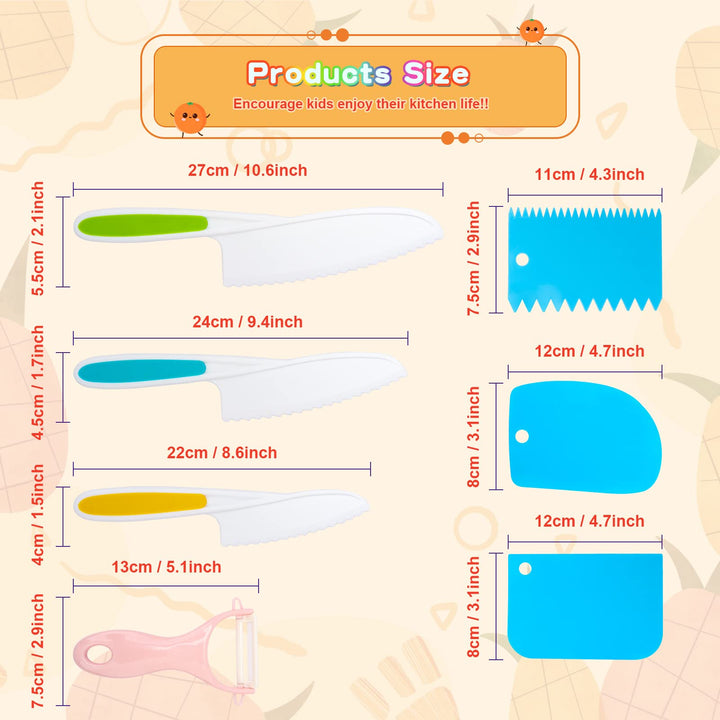 7-Piece Kids Knives for Real Cooking Set, Christmas Gifts for 2 3 4 5 6 Year Old Boys Girls, Fake Knife Safe Kids Knives. Nylon Knives for Fruit, Bread, Cake, Vegetable