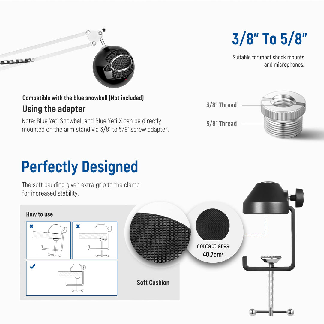 NEEWER Microphone Arm Stand, Suspension Boom Scissor Mi