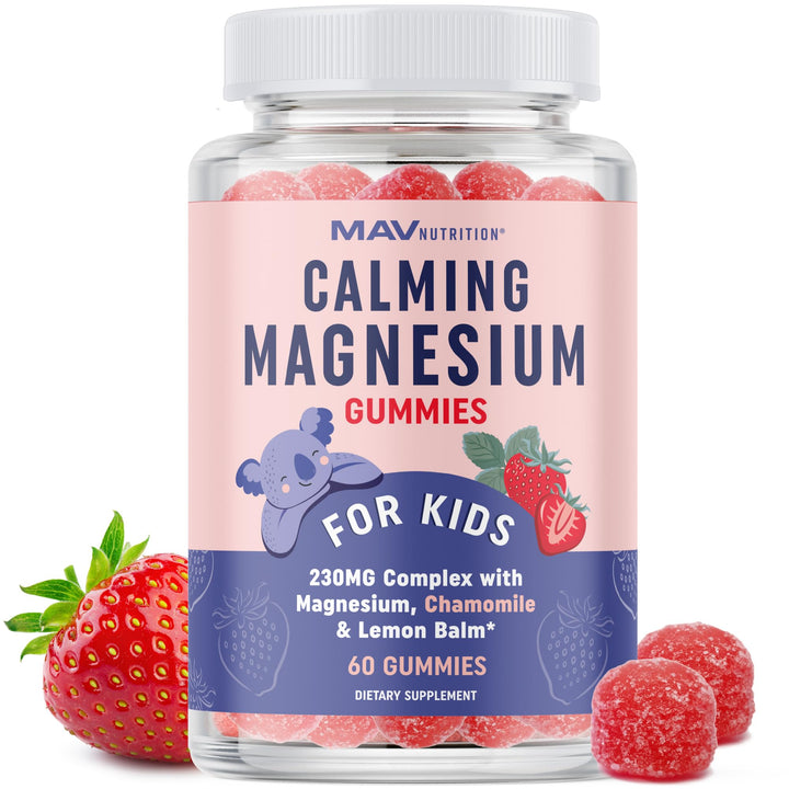 Magnesium Calming Gummies for Children's Relaxation & Natural Wake-Sleep Cycles | Relaxing Magnesium for Kids with Chamomile & Lemon Balm | Non-GMO Gluten-Free, Third-Party Tested | Calm Gummies 60ct