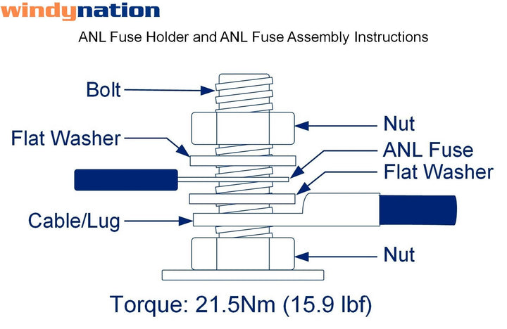 WindyNation ANL Fuse Holder + ANL Fuse (2pcs 300A Fuse)