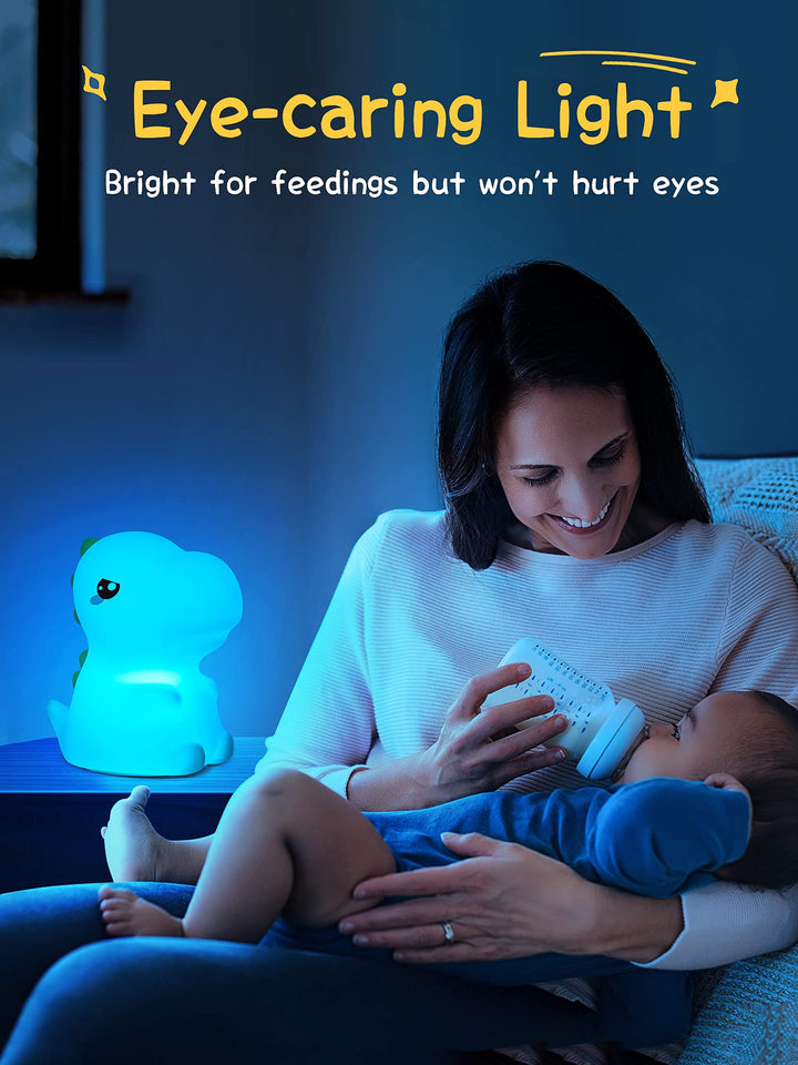 Cute Kids Night Light Night Lamp Night Lights for Kids Bedroom Toddler Baby Portable Silicone Battery Led Nightlight Nursery (Dinosaur)