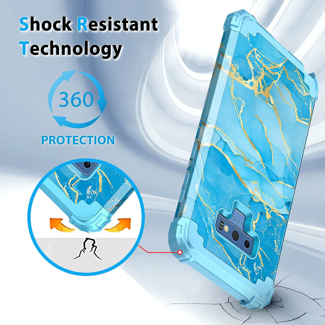 for Galaxy Note 9 Case,Heavy Duty Shockproof 3 Layer Hard PC+Soft Silicone Bumper Rugged Anti-Slip Protective Cases for Samsung Galaxy Note 9,Blue Marble