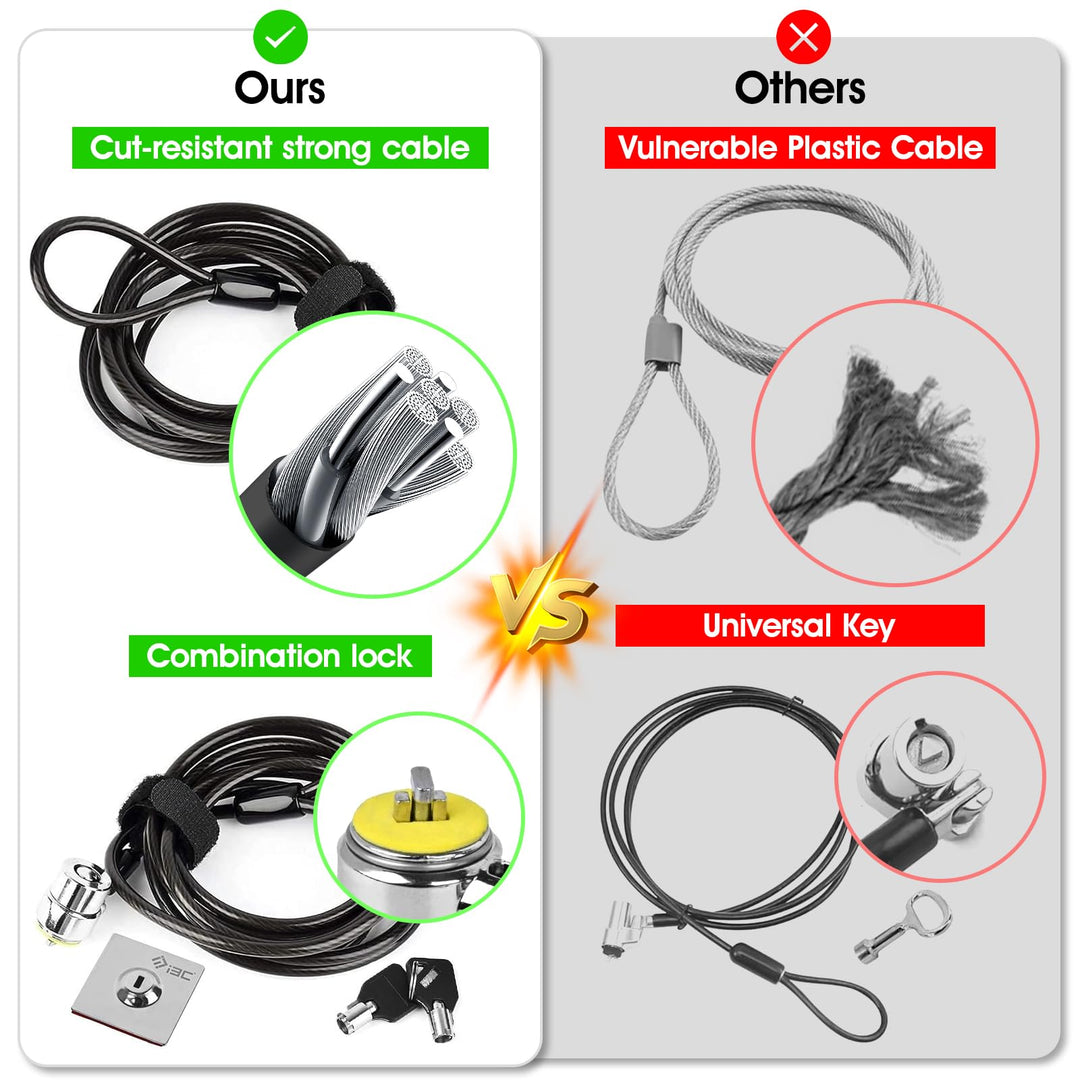 Laptop Cable Lock, Hardware Security Cable Lock with Keys, Anti Theft Combination Lock for Laptop Monitor iPad Tablet MacBook HP Kindle Surface Projector and Other Electronic Devices