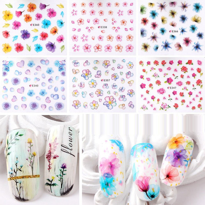 2: 20Pcs Color 3D Flower Design Nail Sticker Decal Diy Nail Art Decoration Kit