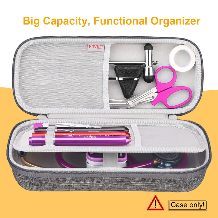 Stethoscope Case Compatible with 3M Littmann Classic III, Lightweight II S.E, Cardiology IV Diagnostic, MDF Acoustica Deluxe Stethoscope, Extra Room for Taylor Percussion Hammer, Volcanic Grey