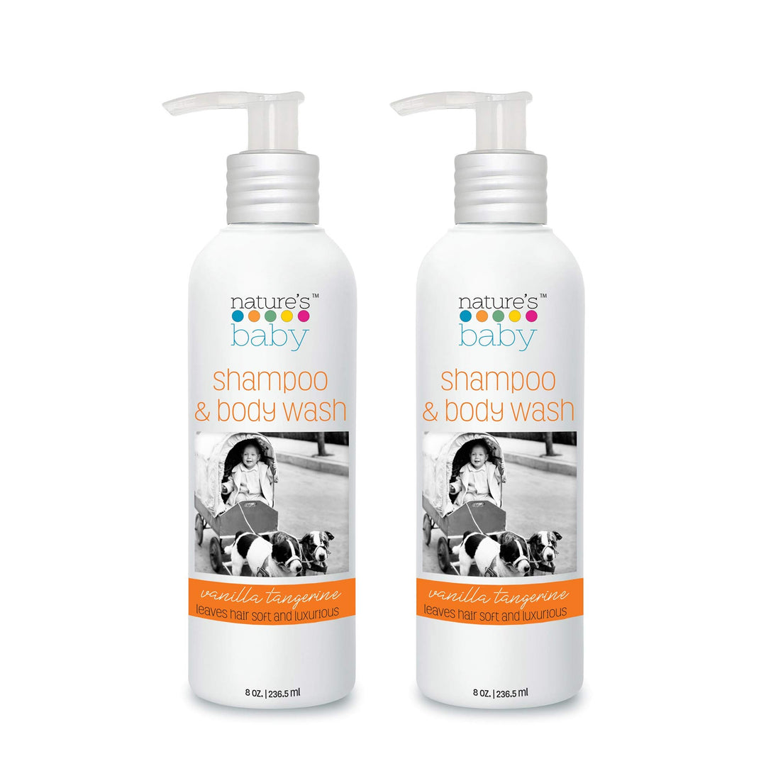 Nature's Baby Shampoo, Face & Body Wash 8 oz - Formulated for Problem And Sensitive Skin - pH Neutral, No Sulfate or Artificial Fragrances - Vanilla Tangerine (2-Pack)