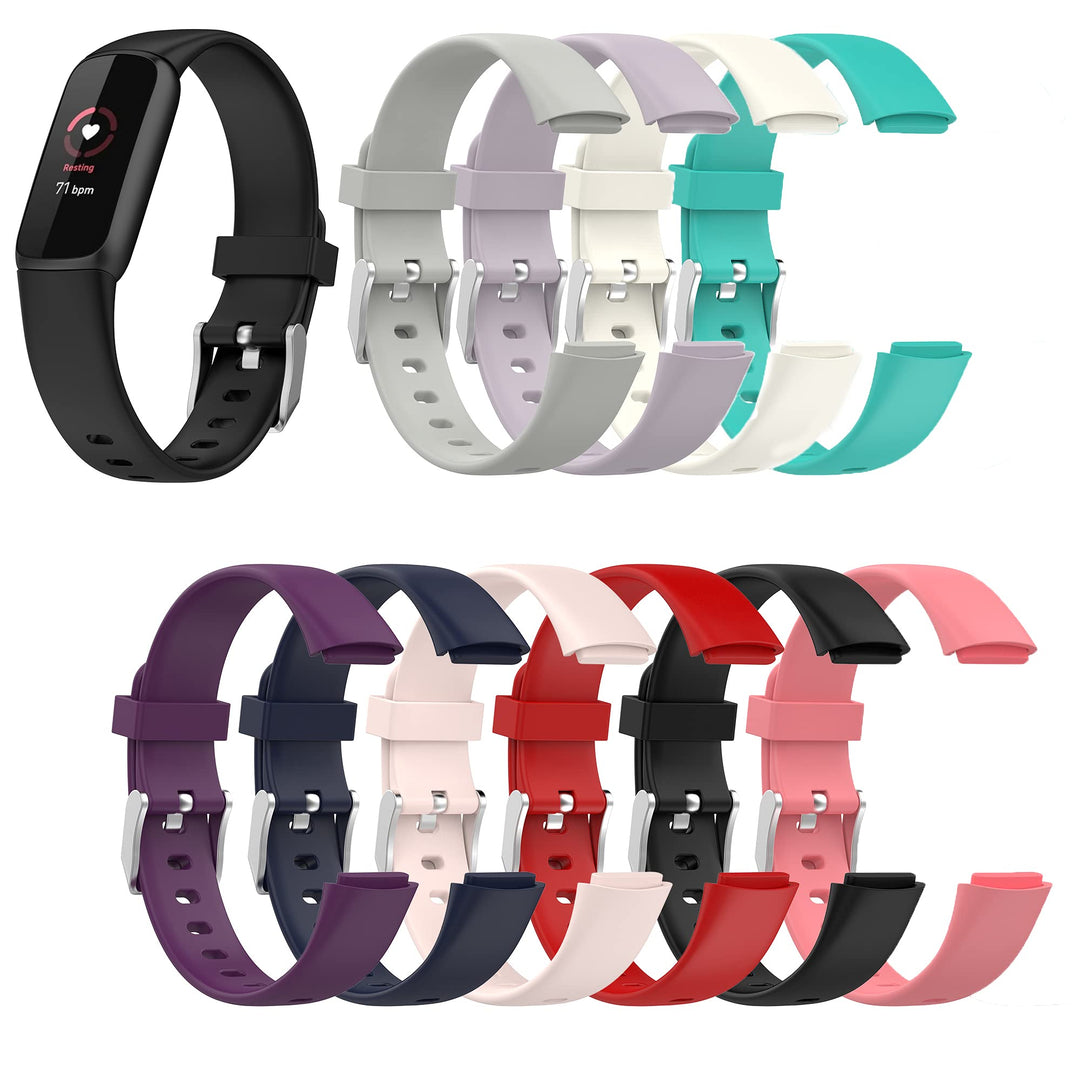 Compatible Silicone Bands Sports Wristbands Replacement for Fitbit Luxe, Luxe Special Edition Fitness Tracker Accessories Small/Large Watchbands (S (5.1-7.1), 10PCS)
