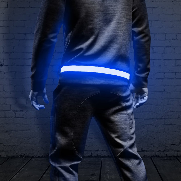 LED Running Waist Belt - USB Rechargeable Reflective Glowing LED Waistband, Flashing Safety Light Belt for Runners, Joggers, Walkers, Pet Owners, Cyclists (Blue)