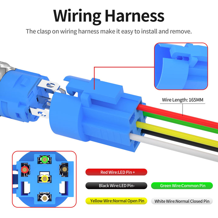 DaierTek Horn Button Switch 12 Volt Momentary Push Button Switch 12V Speaker LED Stainless Steel 16mm Metal Horn Switch for Automotive Car Marine Boat Train