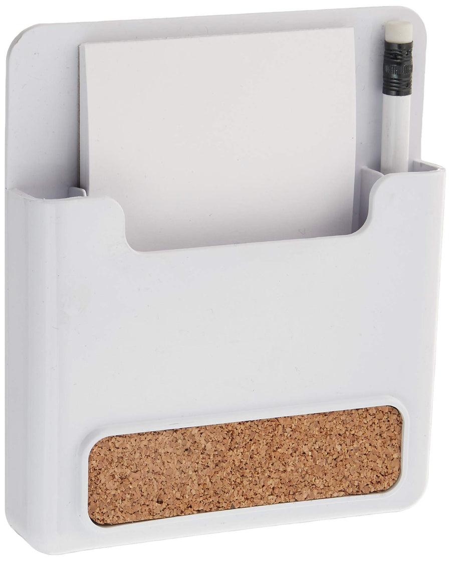 Diversified Magnetic Memo Pad and Pencil Holder with Cork Strip, White