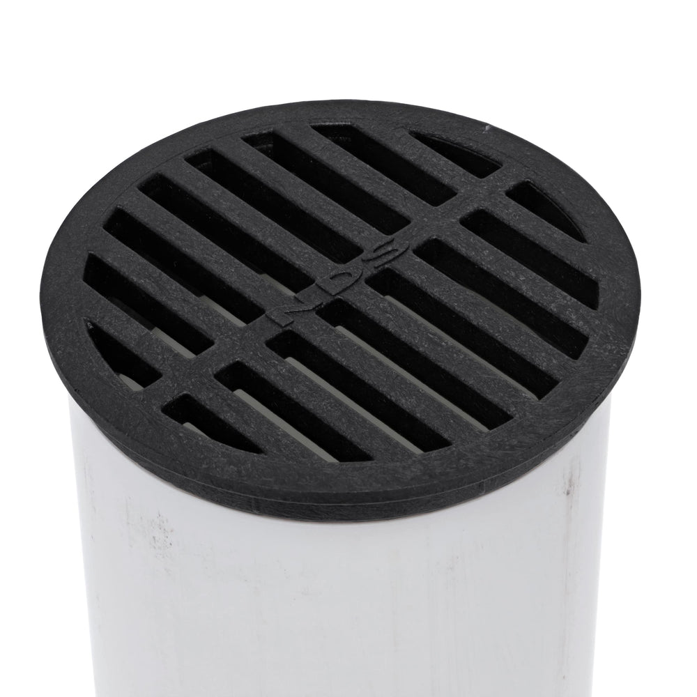 11, 4 in. Round Grate Cover Connects to 4 Inch Drain Pipes & Fittings, for Small Lawns, Landscaping and Patios, Black Plastic