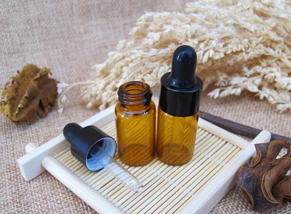 3ml 10pcs Amber Glass Essential Oil Bottles and Eyed Dr