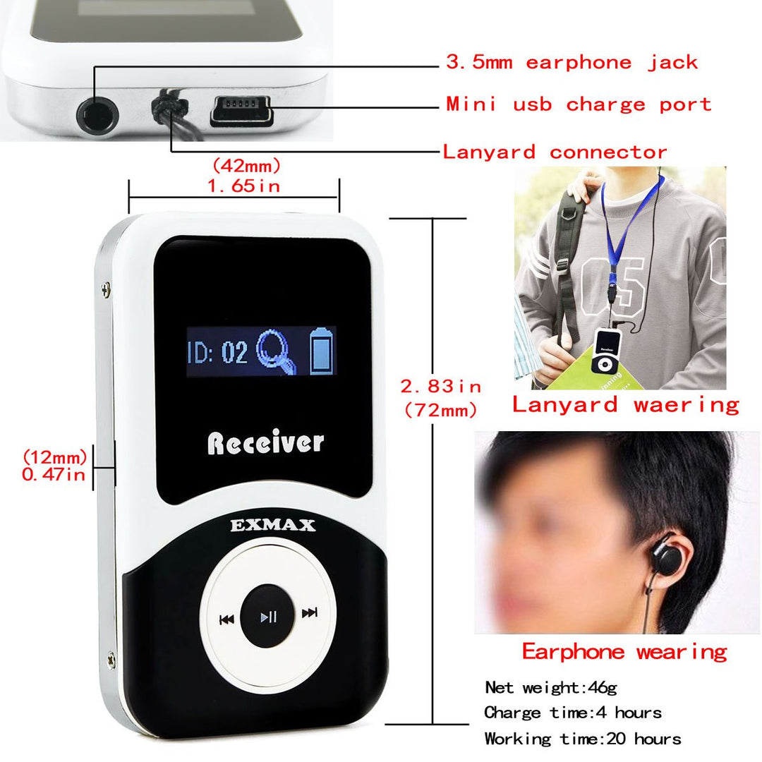 EXMAX® ATG-100R 195mHz Receiver Earphone for Wireless T