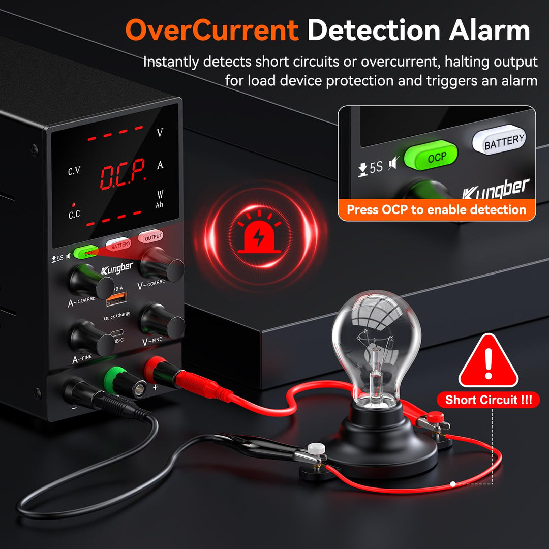 DC Power Supply Variable, 30V 10A Adjustable Switching Regulated DC Bench Power Supply with Intelligent Charging Mode, 18W USB Interface, Precision Encoder Knob (Black)