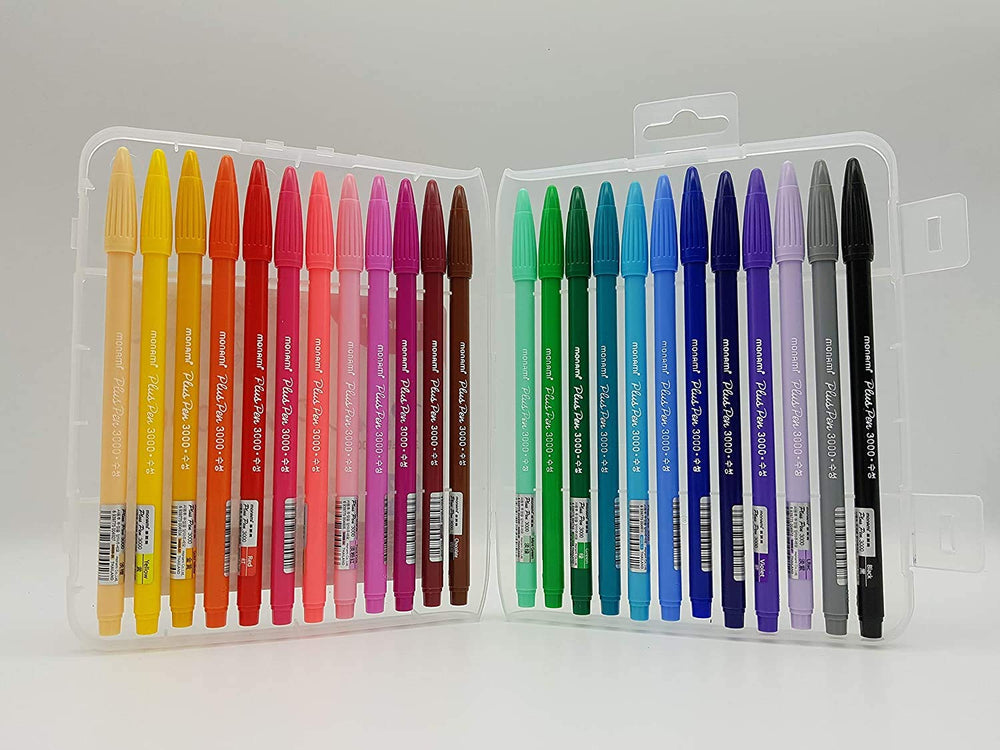 Plus Pen 3000 Felt Tip Pens, Fine Point (0.4mm), Coloring/Drawing/Journaling, Assorted Colors, 24-Pack
