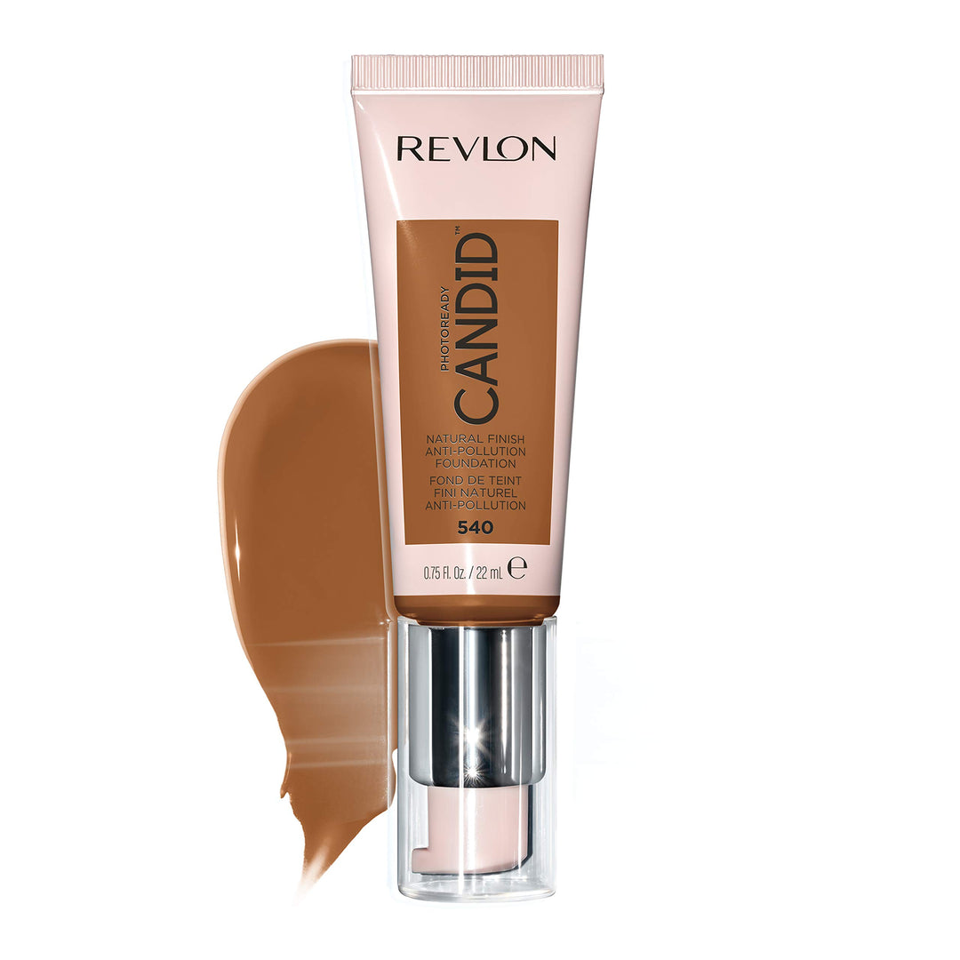 Revlon PhotoReady Candid Natural Finish Foundation, with Anti-Pollution, Antioxidant, Anti-Blue Light Ingredients, 540 Walnut, 0.75 fl. oz.