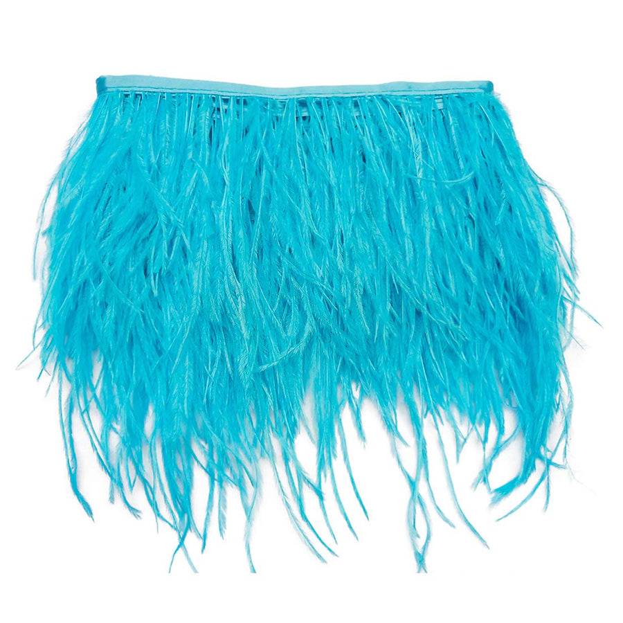 Sky Blue Ostrich Feathers Fringe Trim Craft Feathers Clothing Accessories Pack of 2 Yards