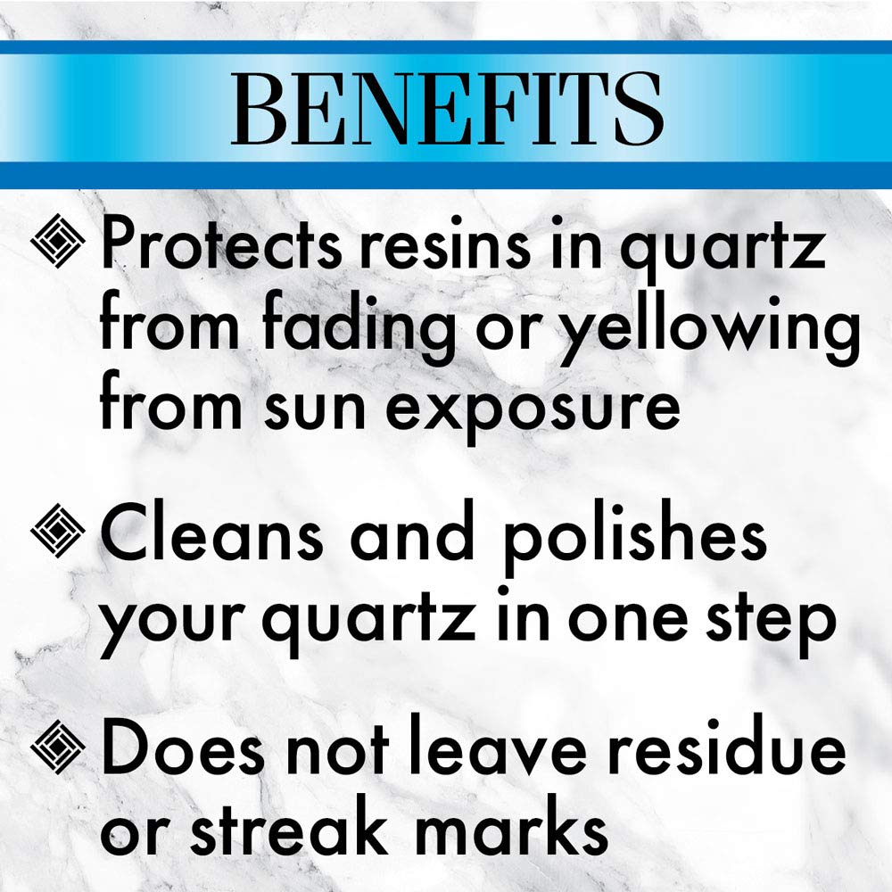 Quartz Cleaner and Polish - 24 Ounce with Microfiber Cloth - Clean and Shine Your Quartz Countertops Islands and Stone Surfaces with UV Protection