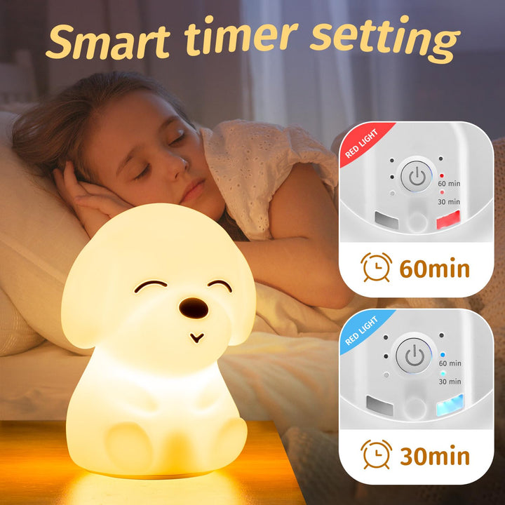 Baby Night Light for Kids,16 Colors &amp; Soft Silicone Dog Kids Night Light,Timer Toddler Night Light,Dimmable+Rechargeable Night Light,Cute Night Light Touch Night Light,Christmas Gifts for Kids