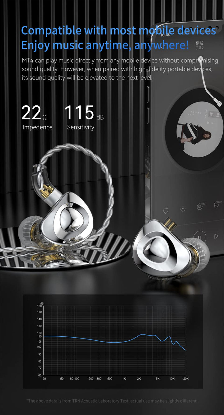 TRN V80 Balance in Ear Headphone, 2BA and 2DD Hi-Fidelity Stage Monitor Earphone Metal Studio Audio Headset with Detachable 2Pin Cable Netural Sound Musician Earbuds(Blue No Mic)