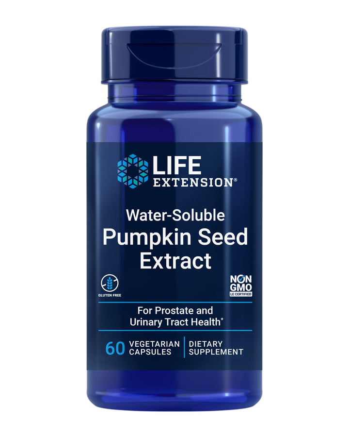 Water-Soluble Pumpkin Seed Extract, Promotes Prostate &amp; Urinary Tract Health, Bladder Health Support, Men, Women, Gluten-Free, Non-GMO, Vegetarian, 60 Capsules
