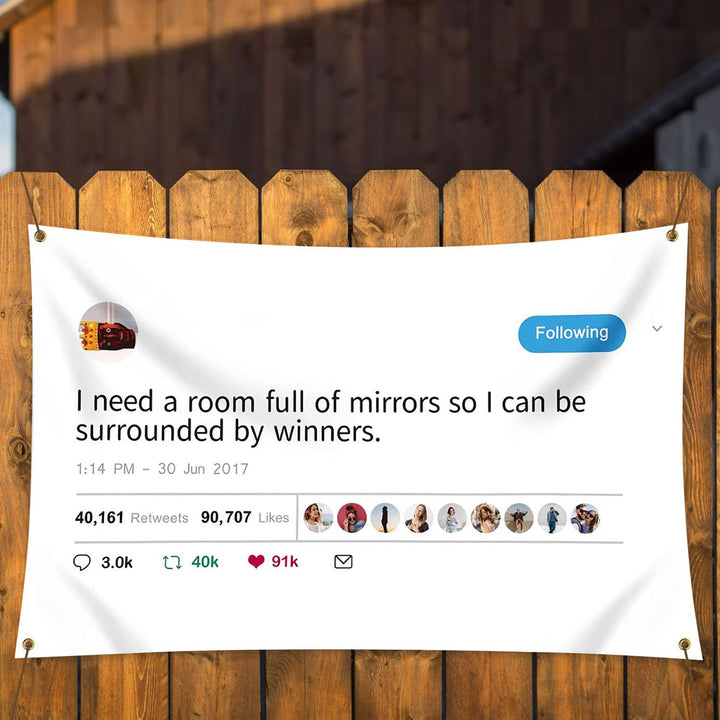 Kanye Tapestry,I Need a Room Full of Mirrors Wall Banner with 4 Brass Grommets,Funny Flag Decorations,Flag For Room,University Dorm,Outdoor, Parties,Queuing Flags