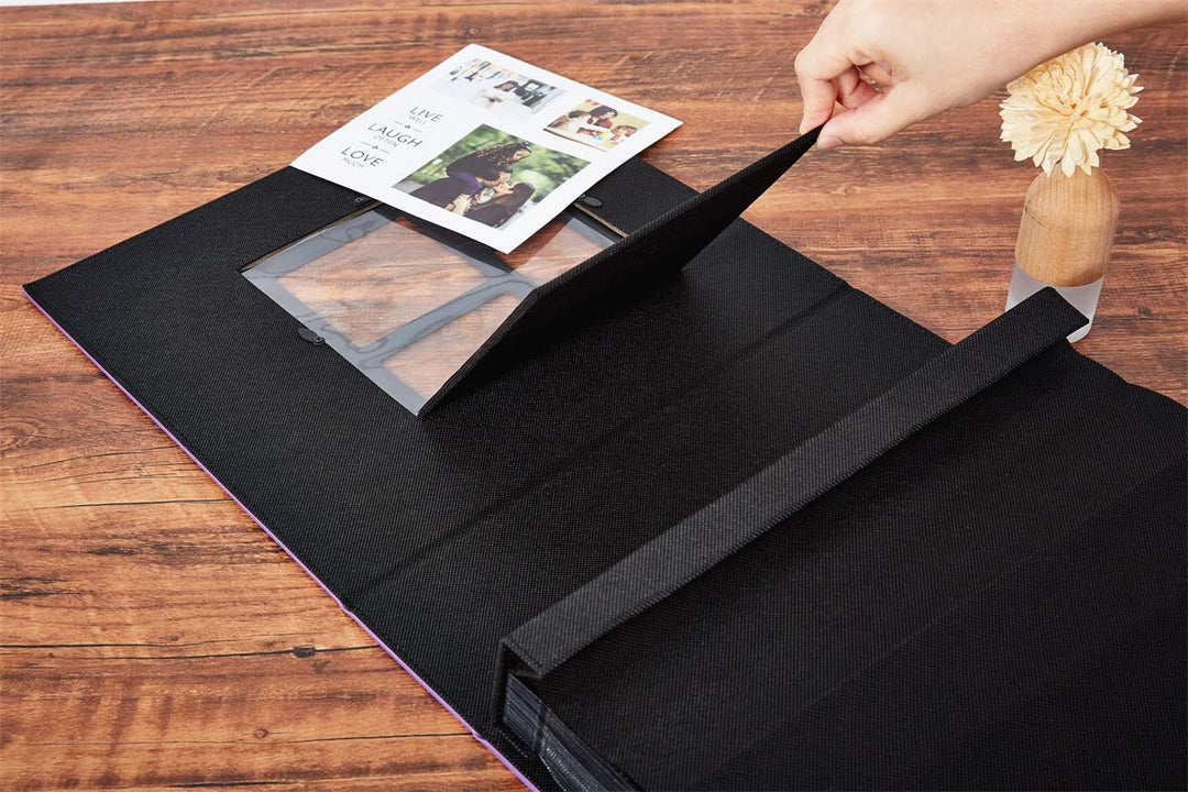 Photo Album 4x6 600 Photos, Large Capacity Wedding Family Leather Cover Picture Albums Holds 600 Horizontal and Vertical 4x6 Photos with Black Pages (Purple)