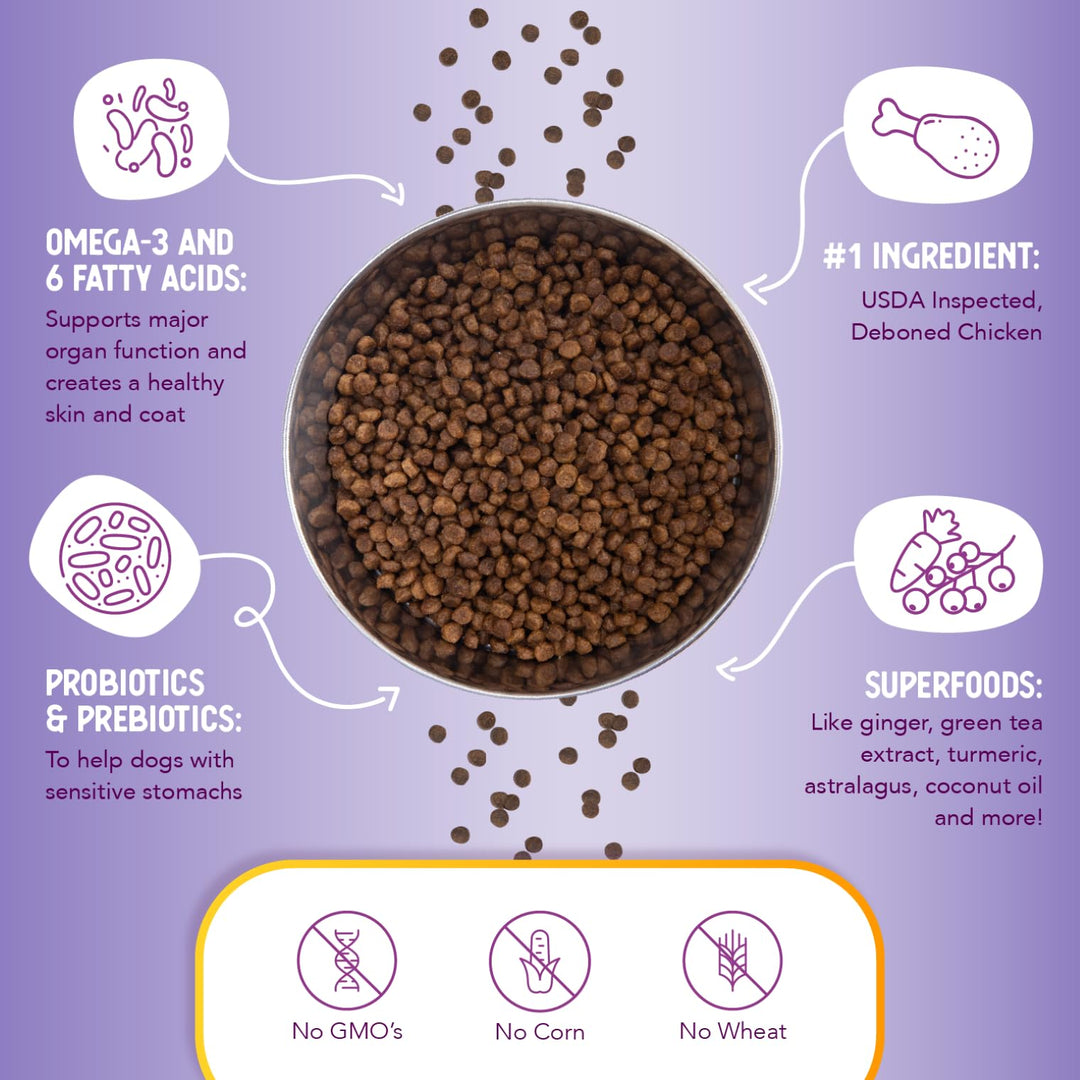 Little Bites Chicken &amp; Brown Rice Dry Dog Food (30 lb / 13.6 Kg) - Natural with Probiotics and Superfoods for Teacup, Toy &amp; Small Breeds