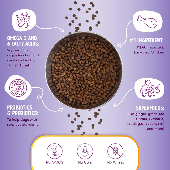 Little Bites Chicken &amp; Brown Rice Dry Dog Food (30 lb / 13.6 Kg) - Natural with Probiotics and Superfoods for Teacup, Toy &amp; Small Breeds