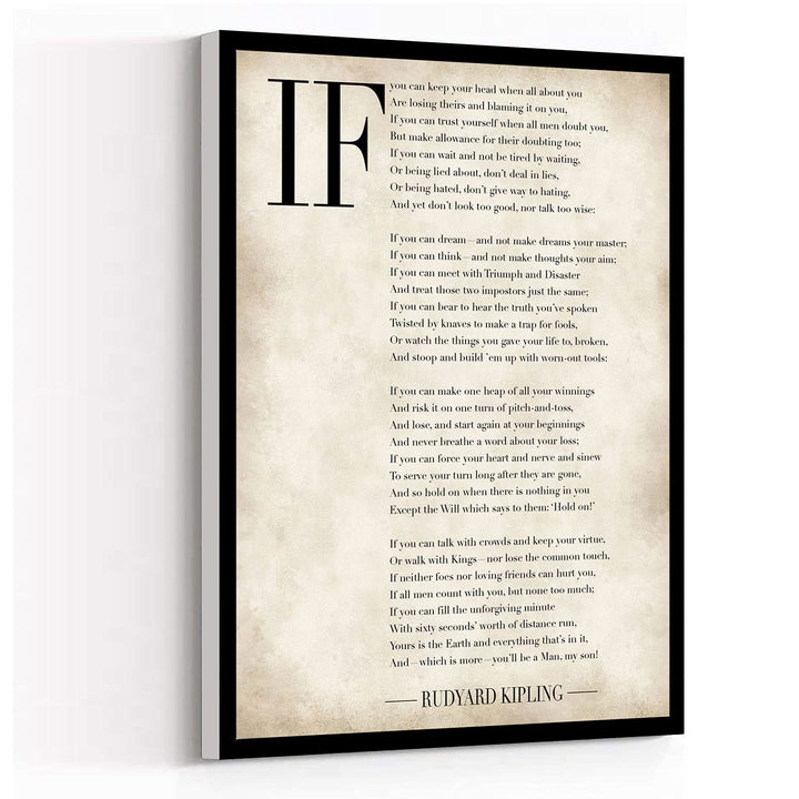 Canvas Wall Art Modern Art Painting Framed 12&#39;&#39;x18&#39;&#39; If Rudyard Kipling Motivational Poster Artwork Wall Art for Living Room Bedroom Bathroom Room Office Decor